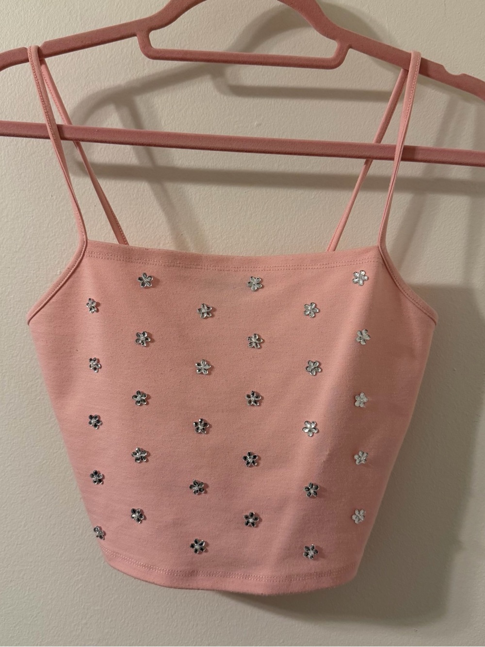Urban Outfitters Rhinestone Flower Cami Crop Top Size Small